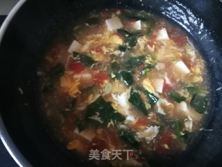 菠菜豆腐蛋花汤的做法步骤：16