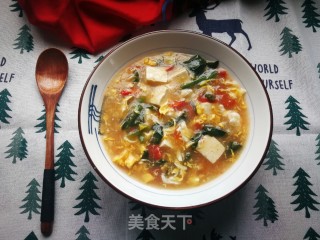 菠菜豆腐蛋花汤的做法步骤：18