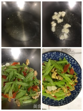 核桃仁炒芹菜的做法步骤：6