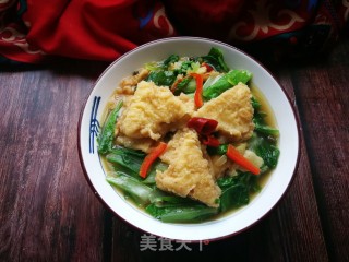 椒盐豆腐烧小白菜的做法步骤：12