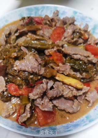 番茄咸菜牛肉的做法步骤：9