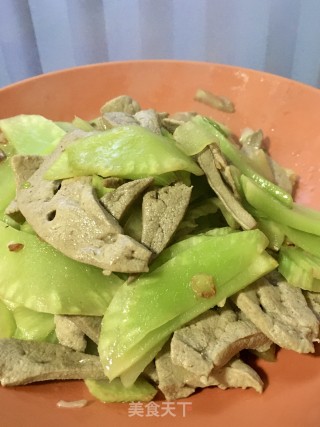 莴苣炒猪肝的做法步骤：16