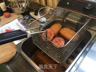 汉堡︱流心鸡排汉堡包的做法步骤：4