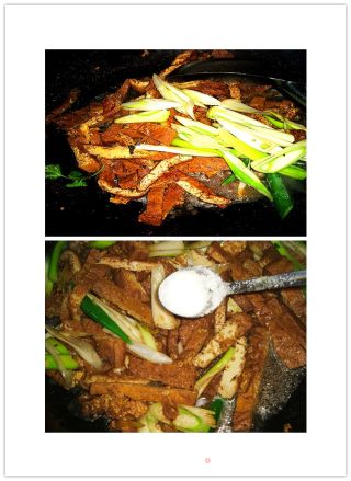 香卤豆腐皮炒香菜的做法步骤：5