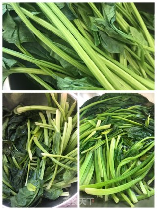 虾仁炒菠菜的做法步骤：1