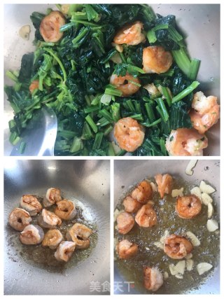 虾仁炒菠菜的做法步骤：4