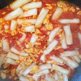 蕃茄鸡蛋炒年糕的做法步骤：6