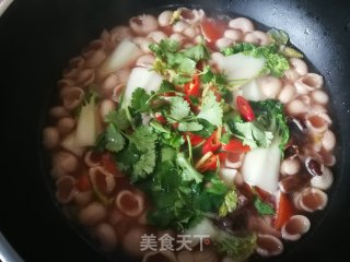 胡萝卜红菇鸡汤煮猫耳朵的做法步骤：9