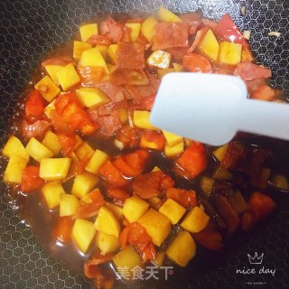 番茄土豆培根焖面的做法步骤：11