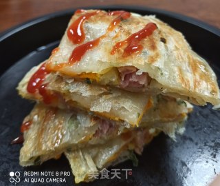 火腿鸡蛋手抓饼的做法步骤：7