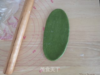 抹茶日式面包卷的做法步骤：6