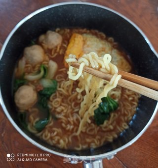 青菜丸子方便面的做法步骤：6