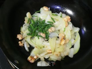 山药佛手瓜炒虾仁的做法步骤：6