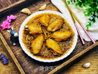金针菇蒸鸡翅的做法步骤：9