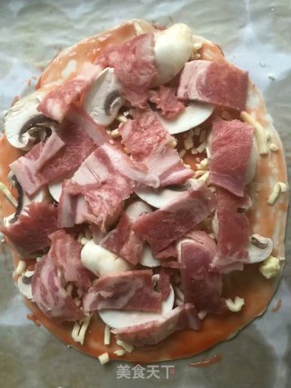 手抓饼培根披萨的做法步骤：7