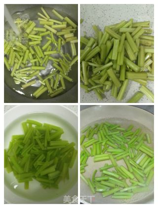五香豆腐炒香芹的做法步骤：2