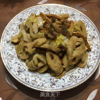 香干素鸡炒白菜的做法步骤：9