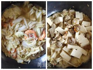 彭豆带你做鲜虾贝肉白菜豆腐海鲜荟的做法步骤：8