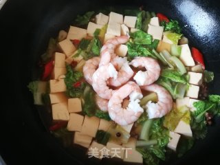 小白菜虾仁炖豆腐的做法步骤：14