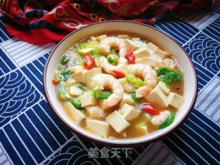 小白菜虾仁炖豆腐的做法步骤：17