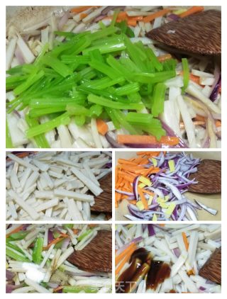香芹炒莲藕的做法步骤：6