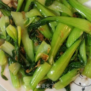 虾皮炒小油菜的做法步骤：7