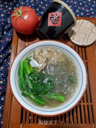 肉片菜心煮红薯粉的做法步骤：9