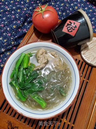 肉片菜心煮红薯粉的做法步骤：10
