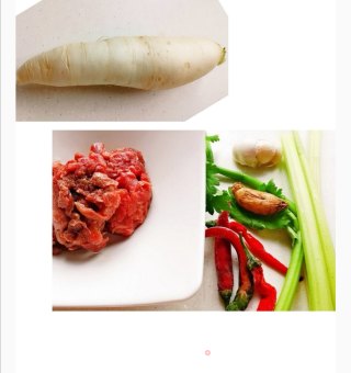 萝卜丝炒牛肉的做法步骤：1