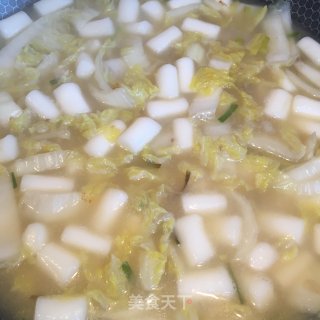 高汤大白菜烧年糕的做法步骤：10