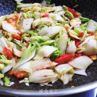 番茄香菇炒白菜的做法步骤：8