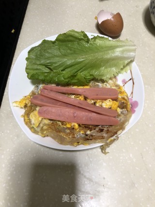 火腿煎蛋手抓饼的做法步骤：4