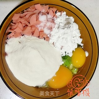 西芹火腿鸡蛋饼的做法步骤：3