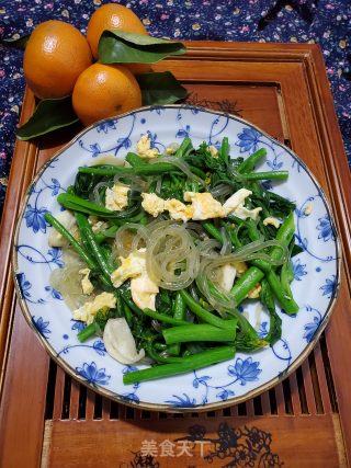 鸡蛋菜心炒粉条的做法步骤：10