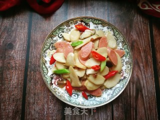 杏鲍菇炒火腿肠的做法步骤：11