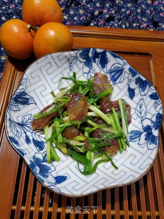 香葱炒腊肠的做法步骤：7