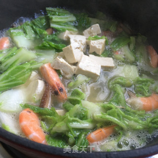 鲜虾白菜豆腐汤的做法步骤：8