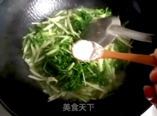 银丝梗菜炒冬笋的做法步骤：8