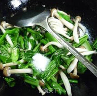 油菜蕻炒蟹味菇的做法步骤：8