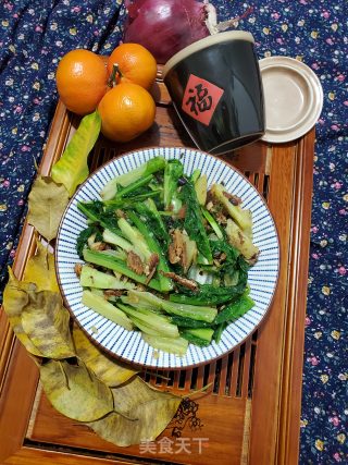 豆豉鲮鱼炒油麦菜的做法步骤：10