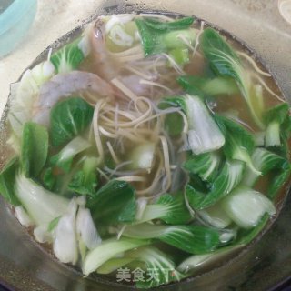 虾仁油菜粉丝汤的做法步骤：7