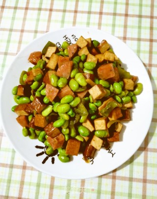 家常毛豆炒豆干的做法步骤：9