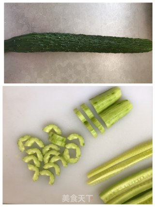 黄瓜炒虾仁的做法步骤：2