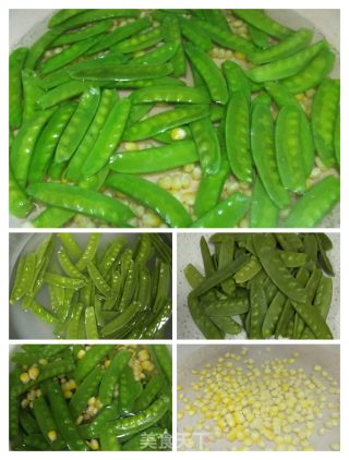 荷兰豆胡萝卜炒玉米粒的做法步骤：2