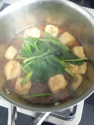 菠菜猪血蛋花汤的做法步骤：12
