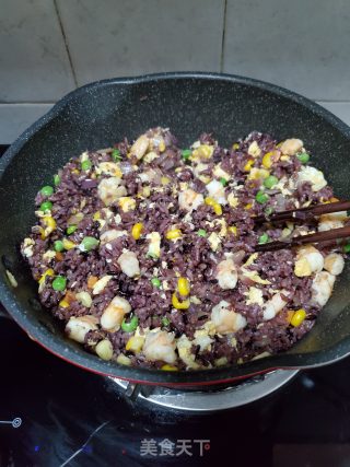时蔬虾仁炒紫米饭的做法步骤：14