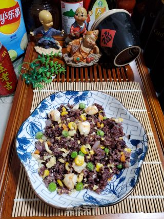 时蔬虾仁炒紫米饭的做法步骤：16