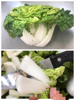 黄心菜炖豆腐的做法步骤：1