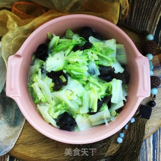 蚝油白菜炒木耳的做法步骤：8
