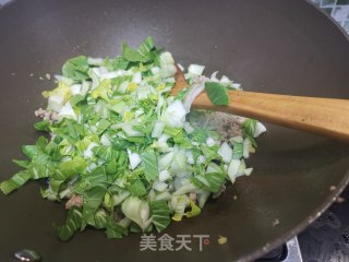 肉末油菜汤泡饭的做法步骤：6